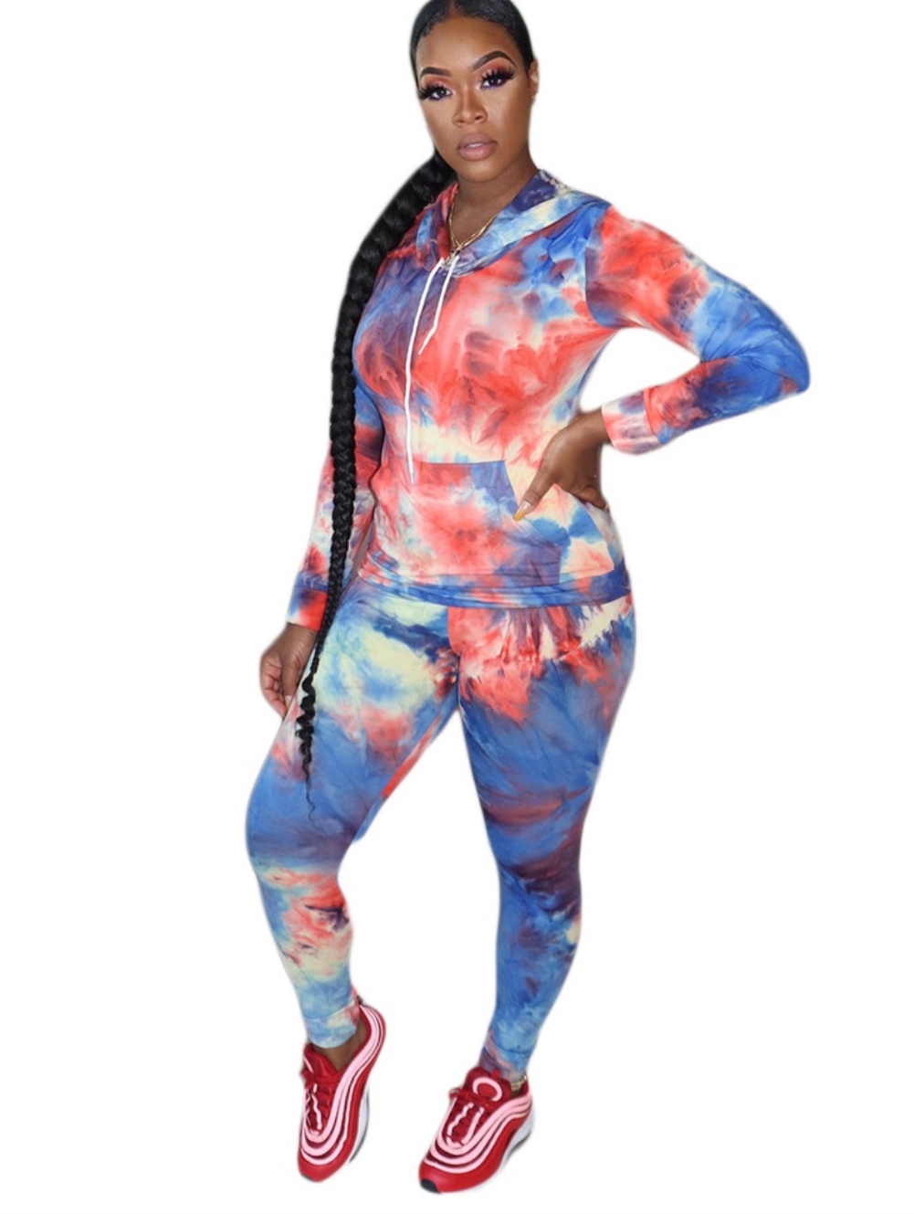 Autumn Tie Dye Two Piece Hoodie Tracksuit