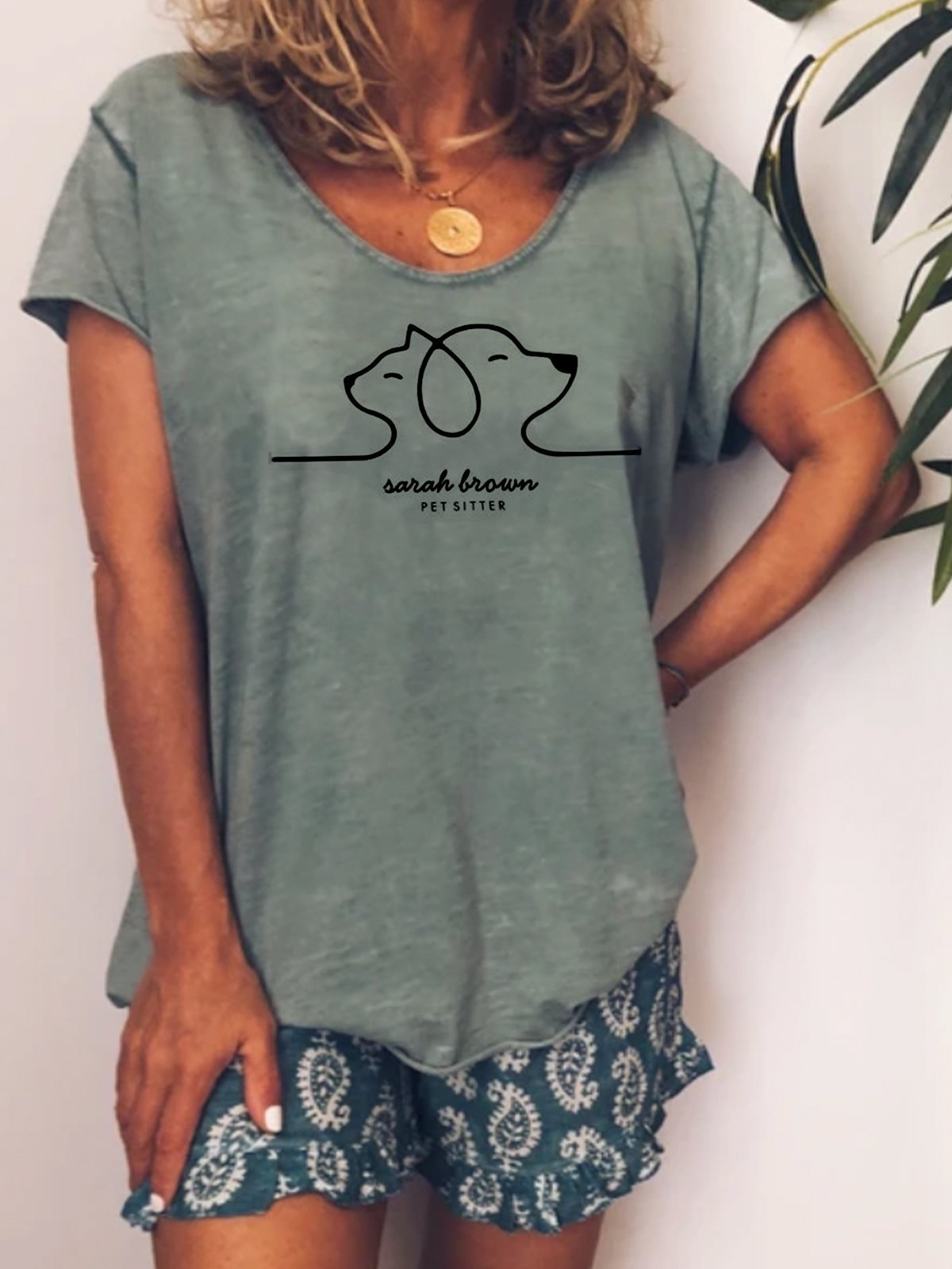 Casual basic simple short sleeve printed T-shirt