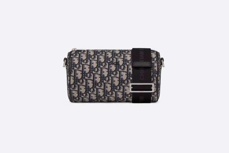 Roller Messenger Bag Beige and Black Dior Oblique Jacquard