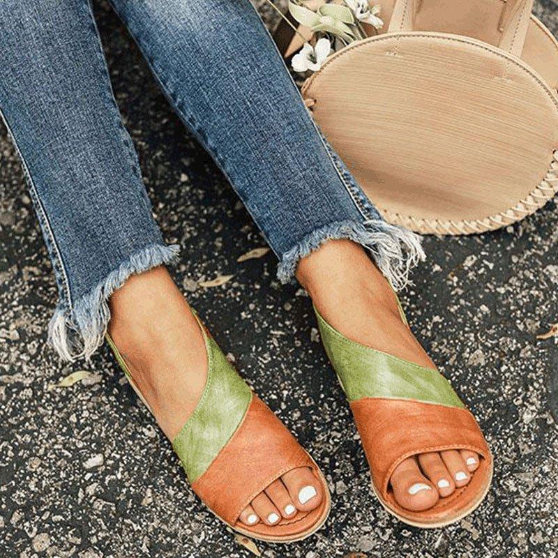 Women Daily Low Heel Panel Sandals