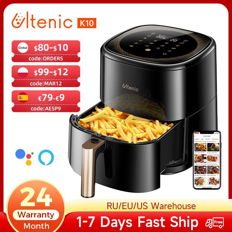 K10 Air Fryer Without Oil APP and Voice Control 5L Hot Electric Oven Oilless Cooker Intelligent Multipurpose Deep Fryer