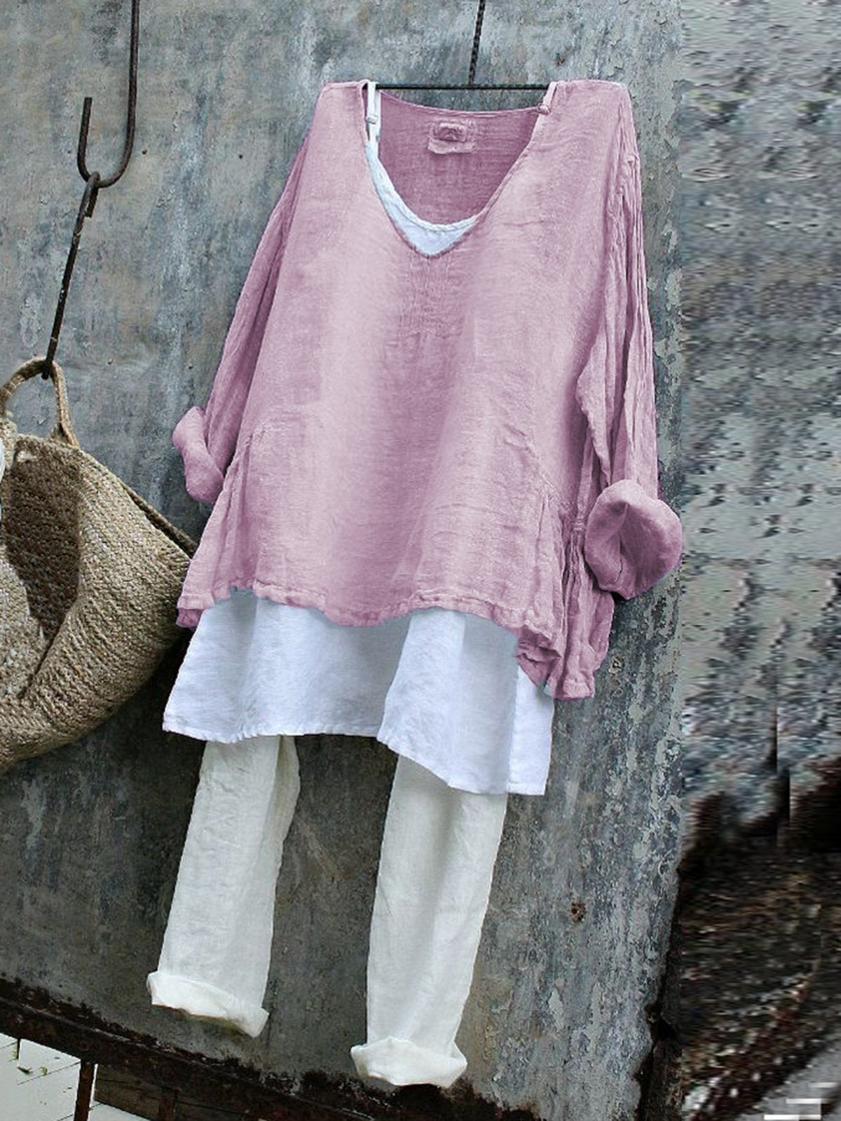 V Neck Long Sleeve Shirts & Tops