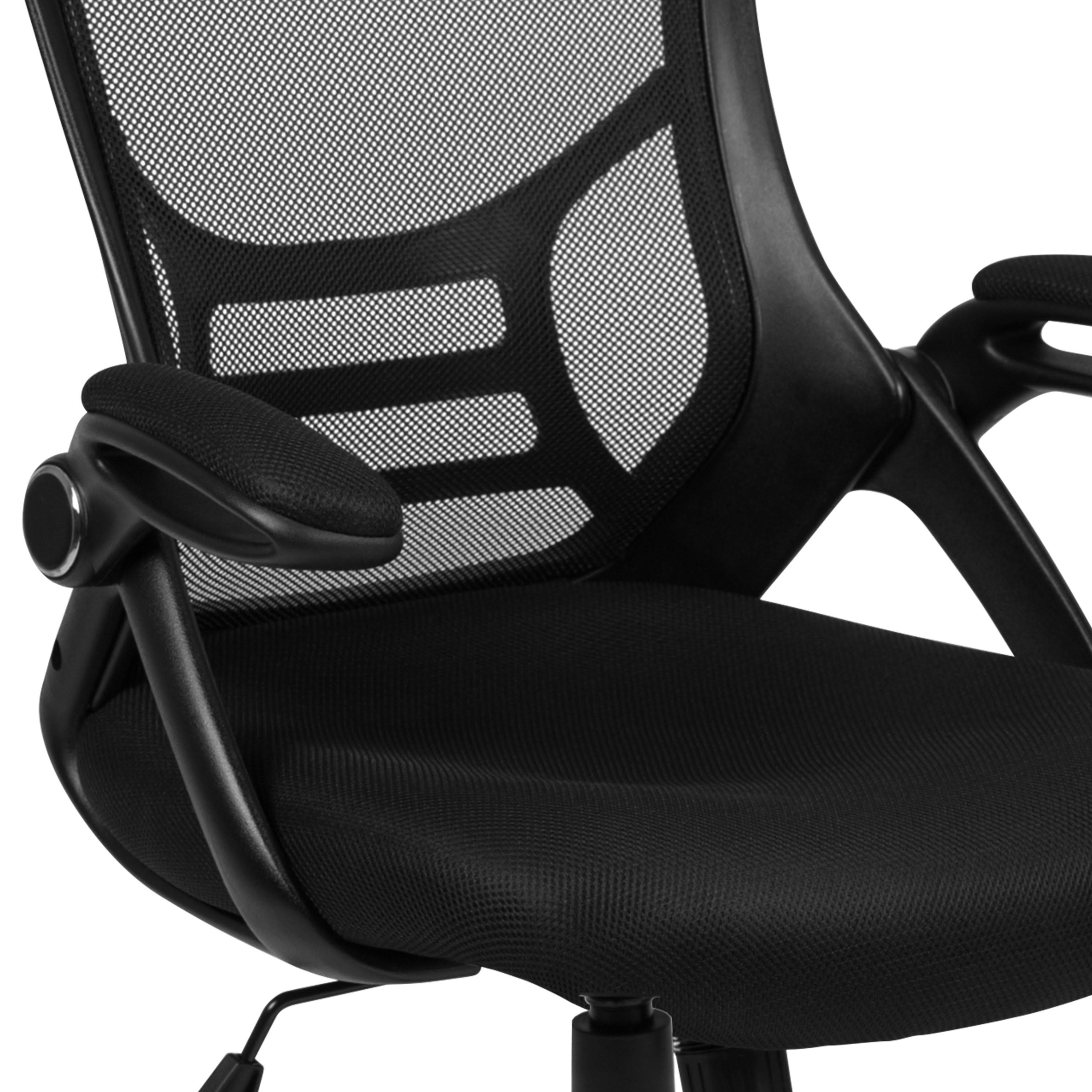 High Back Mesh Ergonomic Swivel Office Computer Chair with Flip-Up Arms - Dark Gray