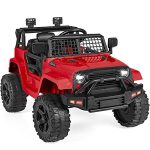12V Kids Ride On Truck Car w/Parent Remote Control, Spring Suspension, LED Lights, AUX Port �C Red