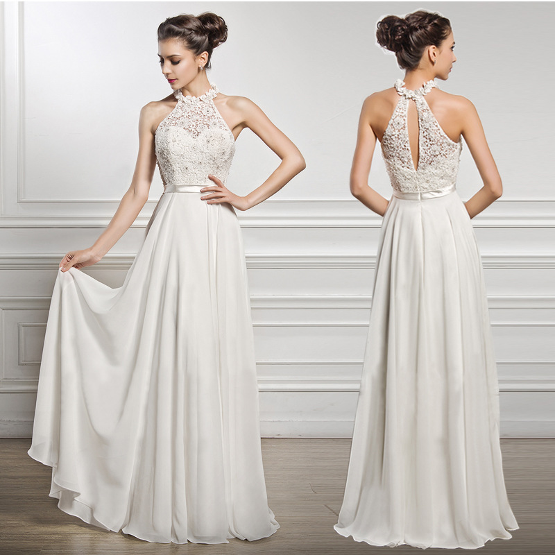 High end Dress sleeveless Hanging neck Wedding dress Dress