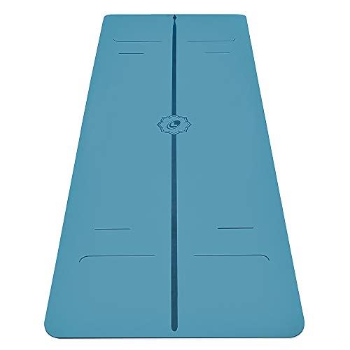 LIFORME Evolve Yoga Mat �C Patented Alignment System, Warrior-Like Grip, Non-Slip, Eco-Friendly and Biodegradable- Blue