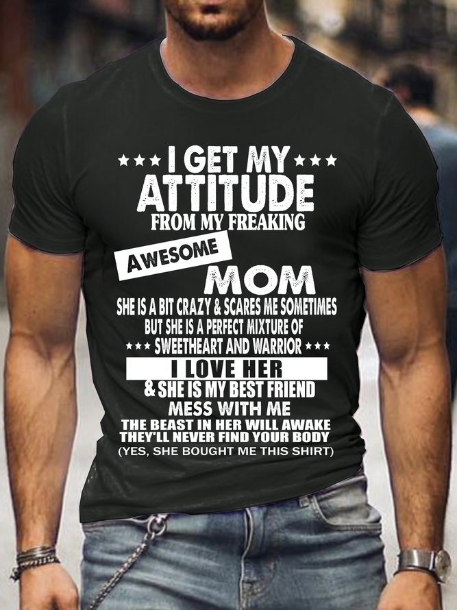 I Get A Awesome Mom Crew Neck Shirts & Tops