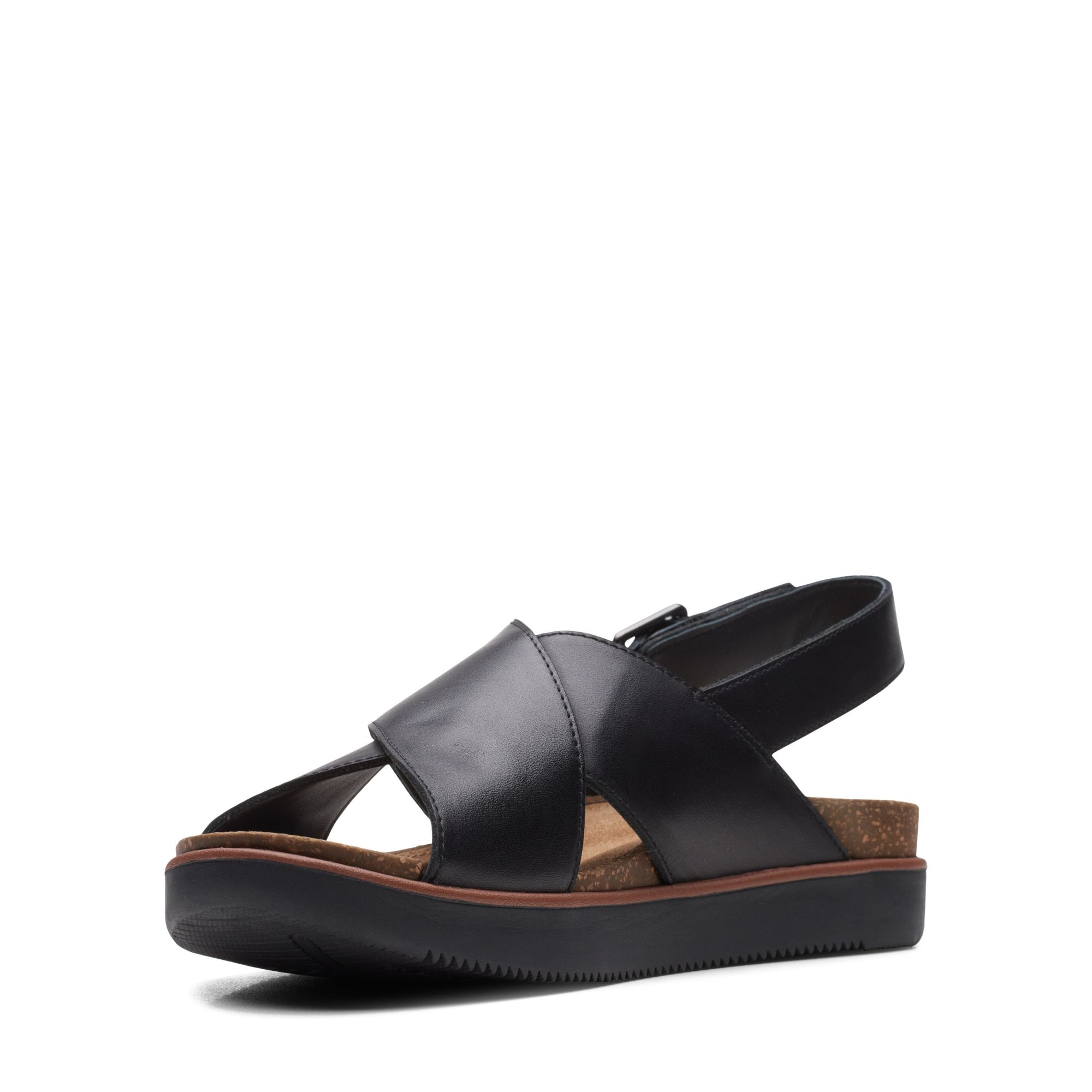 Women Sandals Elayne Cross Black Leather