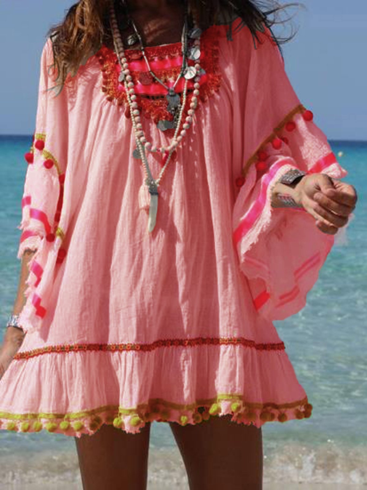 Casual Square Neck 3/4 Sleeve Dress