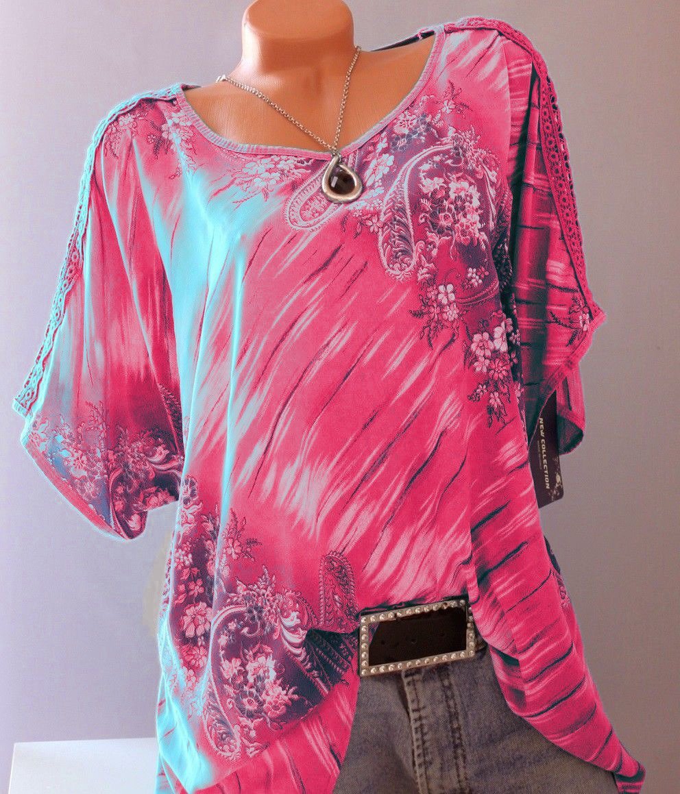 Short Sleeve Printed Casual Casual Tops