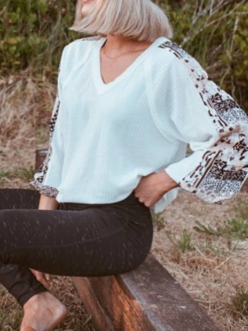 White Casual Floral Shirts & Tops