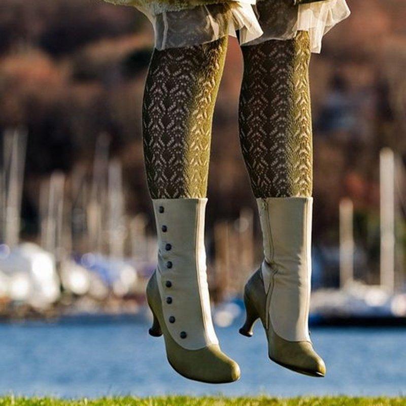 Women's Vintage Leather Platform High Heels Punk Boots