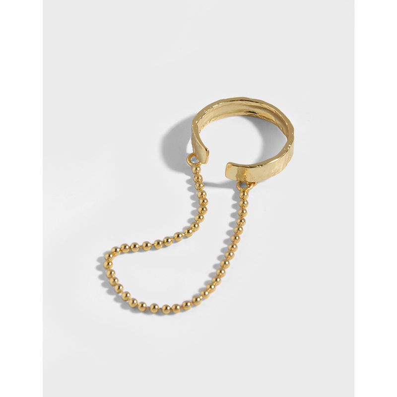 370韩版INS小众设计感极简冷淡风气质圆珠链不规则S925纯银戒指女