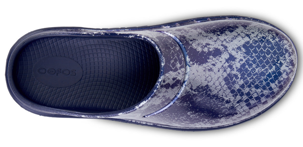 Women's OOcloog Limited Edition Clog - Navy Metallic Snake (SALE)