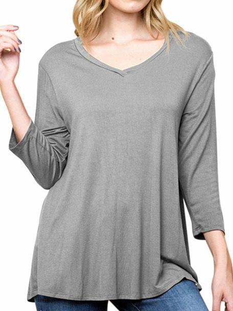 Buttoned Cotton-Blend Solid Casual Shirts & Tops