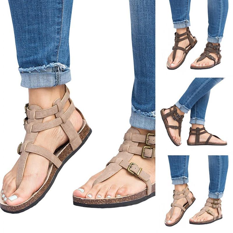 Ankle Strap Buckle Flip Flop Gladiator Thong Flat Sandals