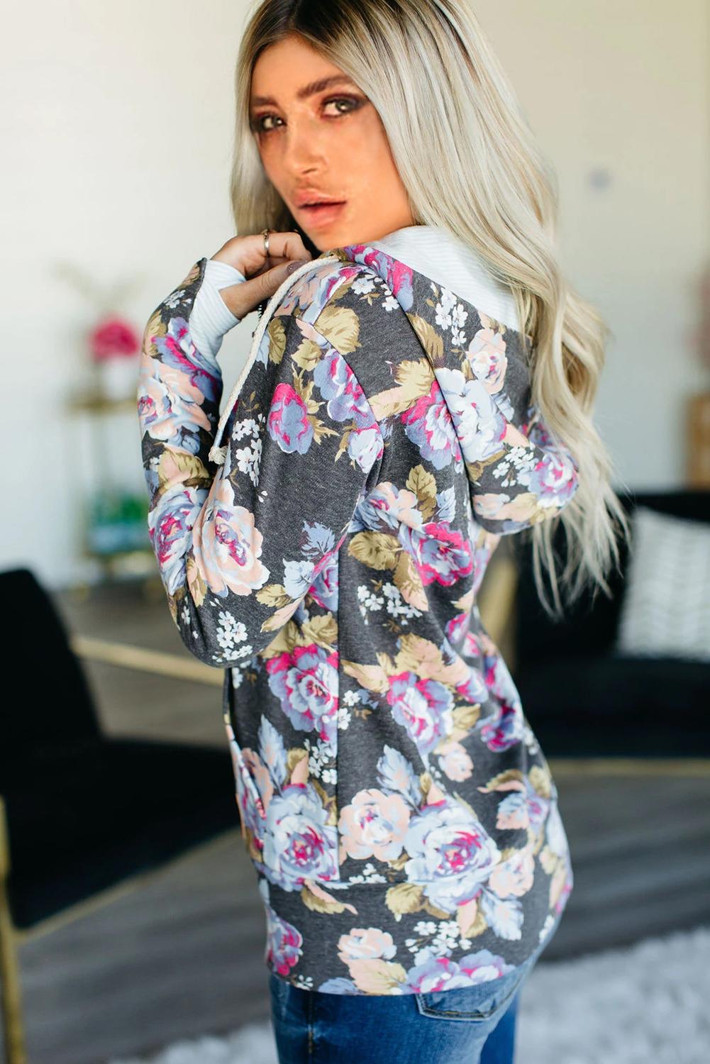 Multicolor Half Zip Hoodie