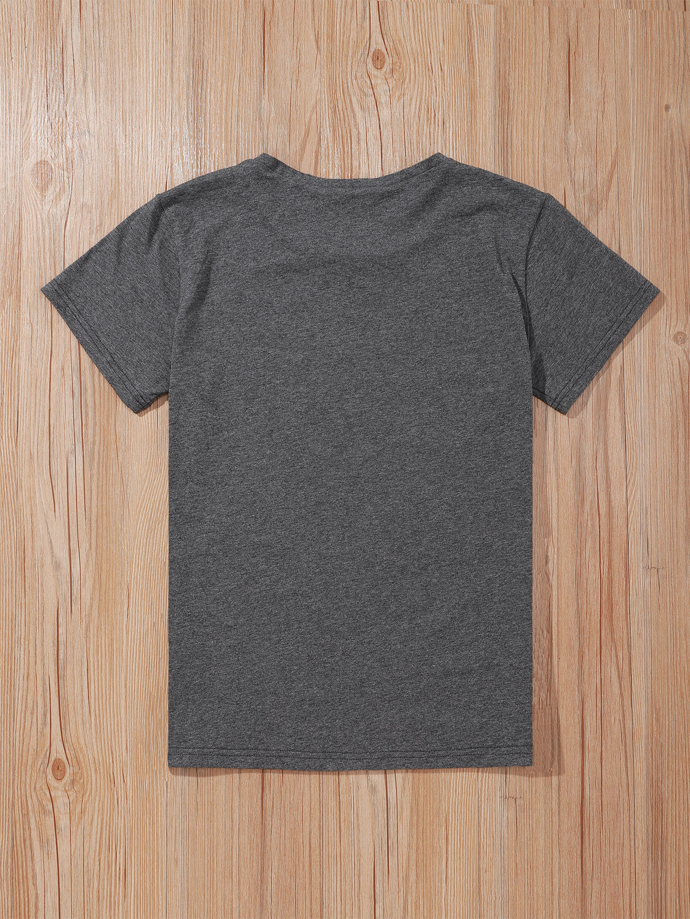 Christmas Print Round Neck Shirt with Short Sleeves