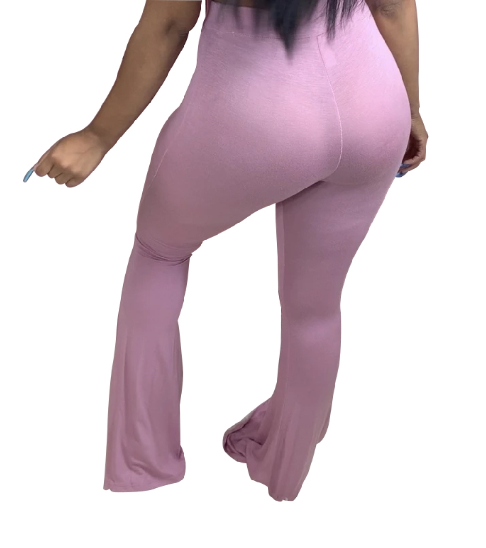 Solid Color African High Waist Flare Trousers