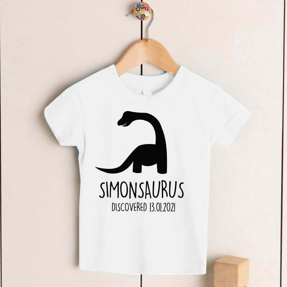 Personalised Diplodocus Kids Dinosaur T-Shirt, Birthday Gift for Your Children