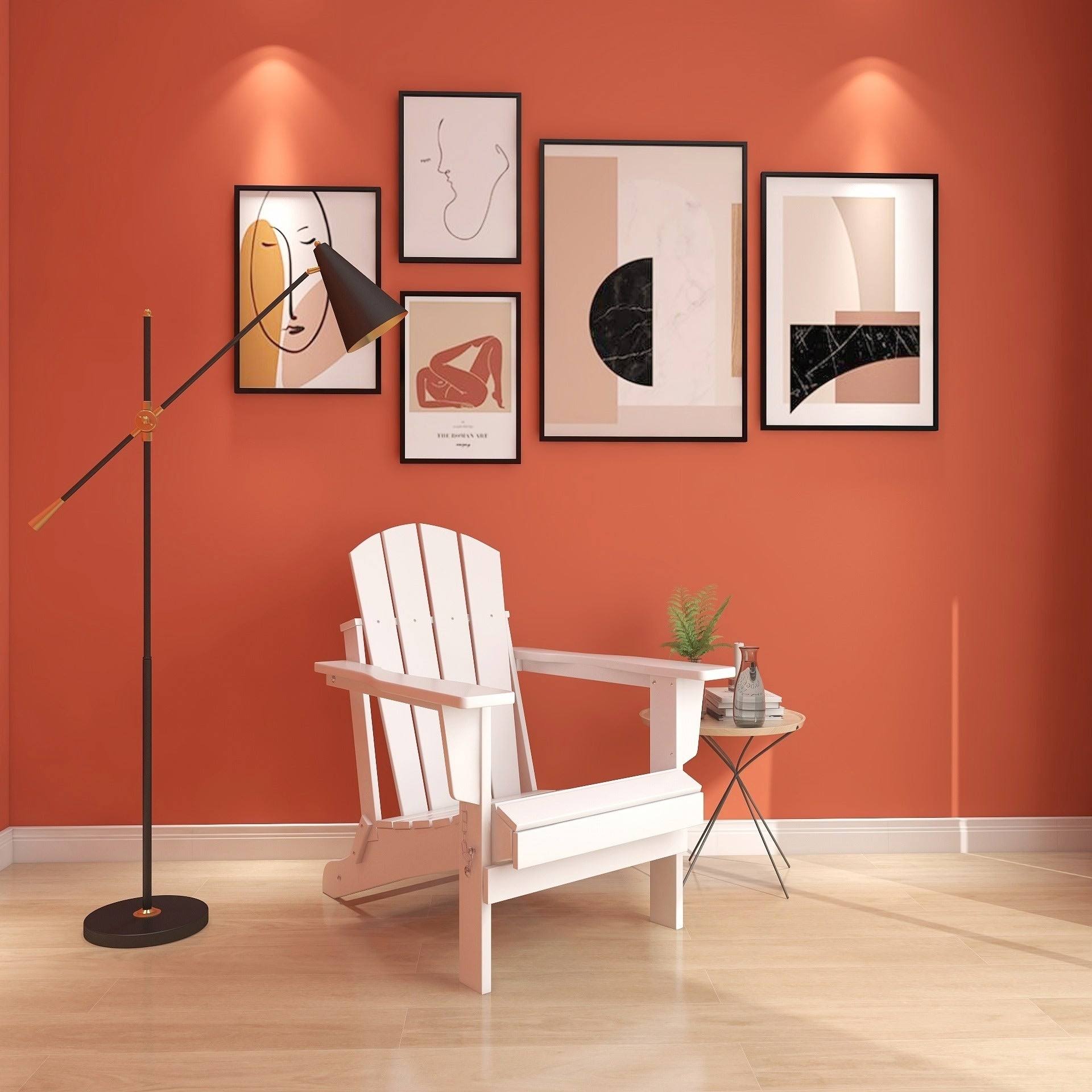 Indoor Plastic Adirondack Chair White Patio Desk Folding Set of 2/4 - White Set2