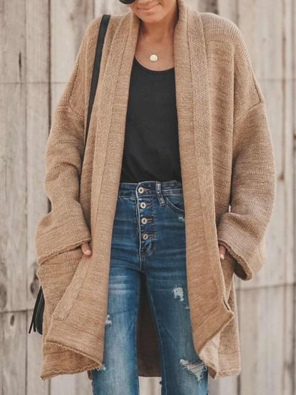 Solid Long Sleeve Casual Outerwear