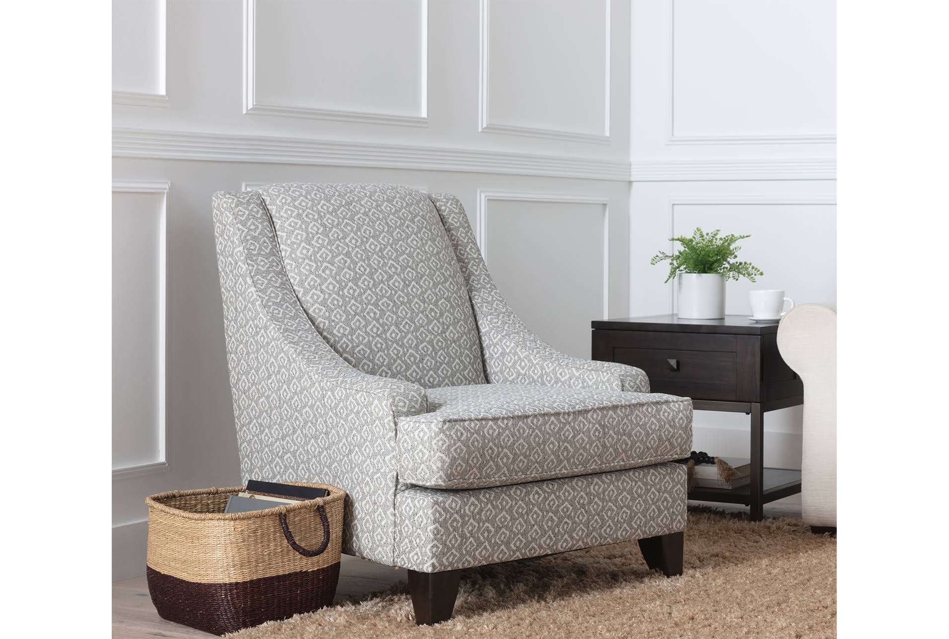 Accent Chair - Cameron II Accent Chair Casual - Grey - Fabric - Geometric - 33x22W x 35x22D x 40x22H at Living Spaces