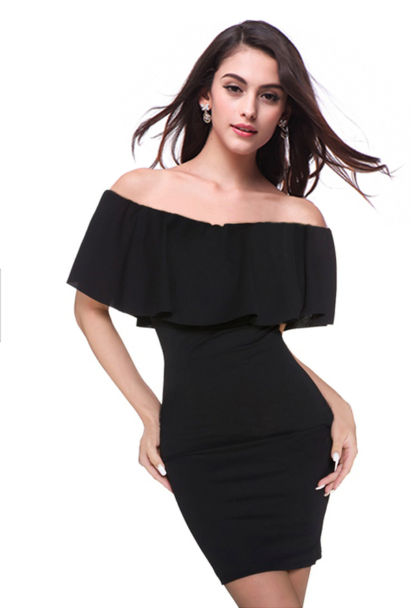 Turndown Shoulder Mini Club Dress