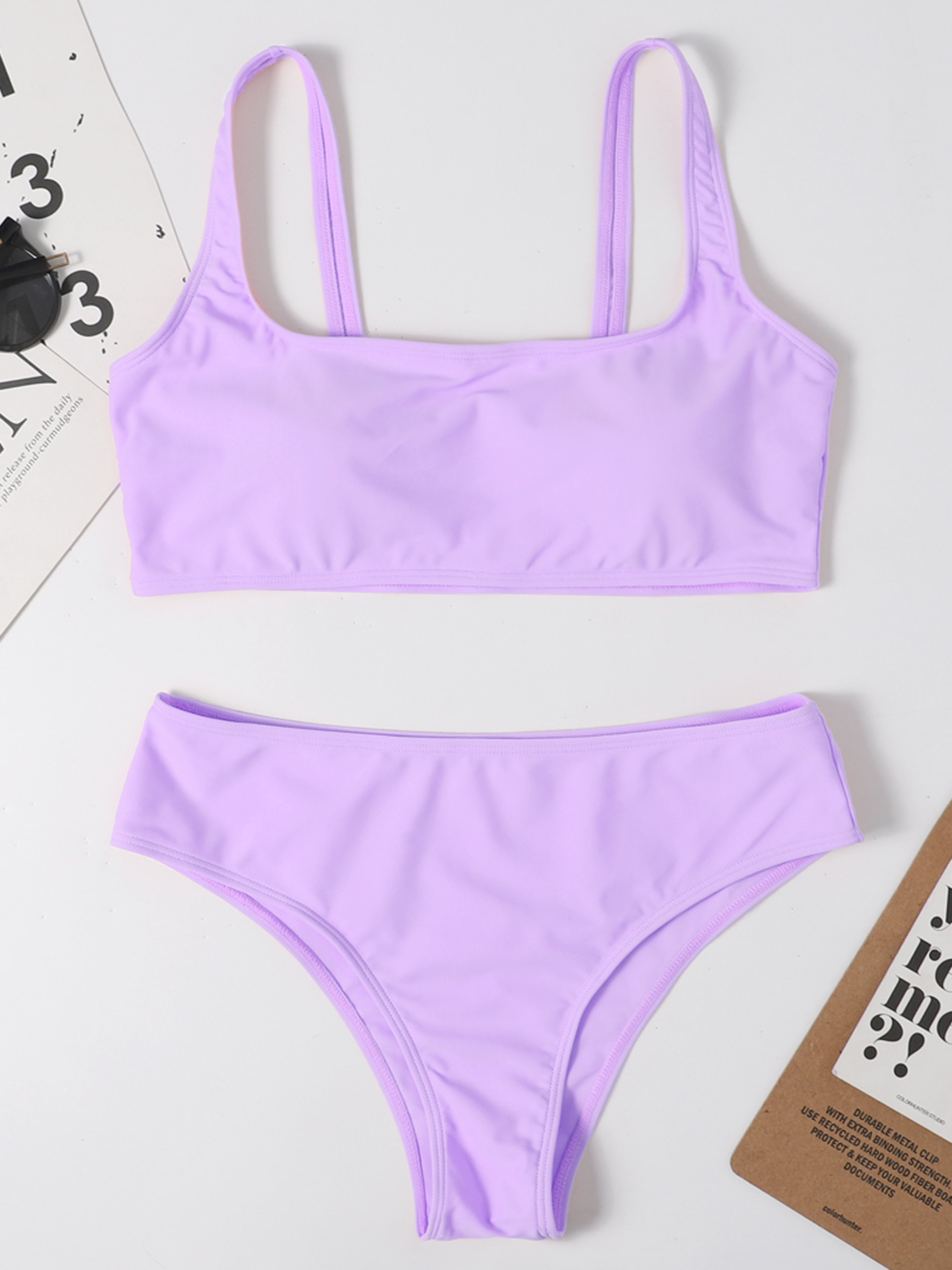 Simple Solid High Rise Bikini