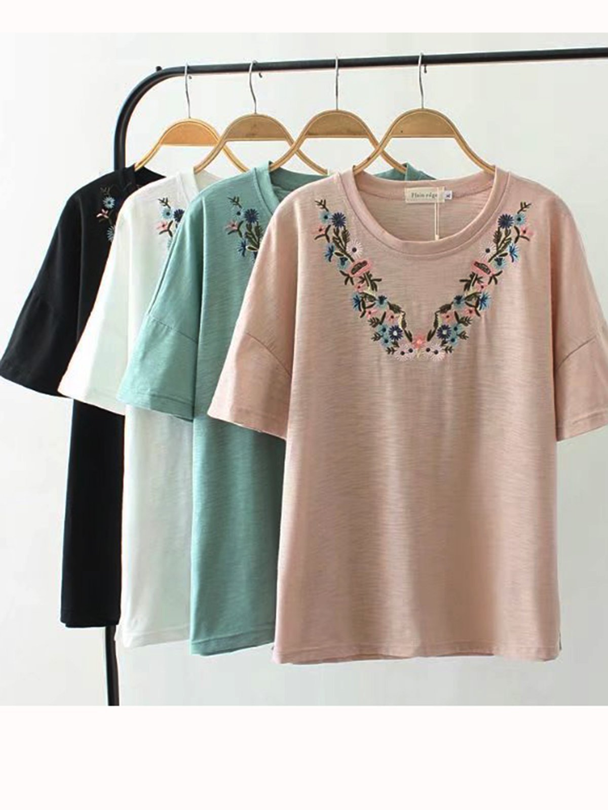 Cotton Casual Plain Shirts & Tops