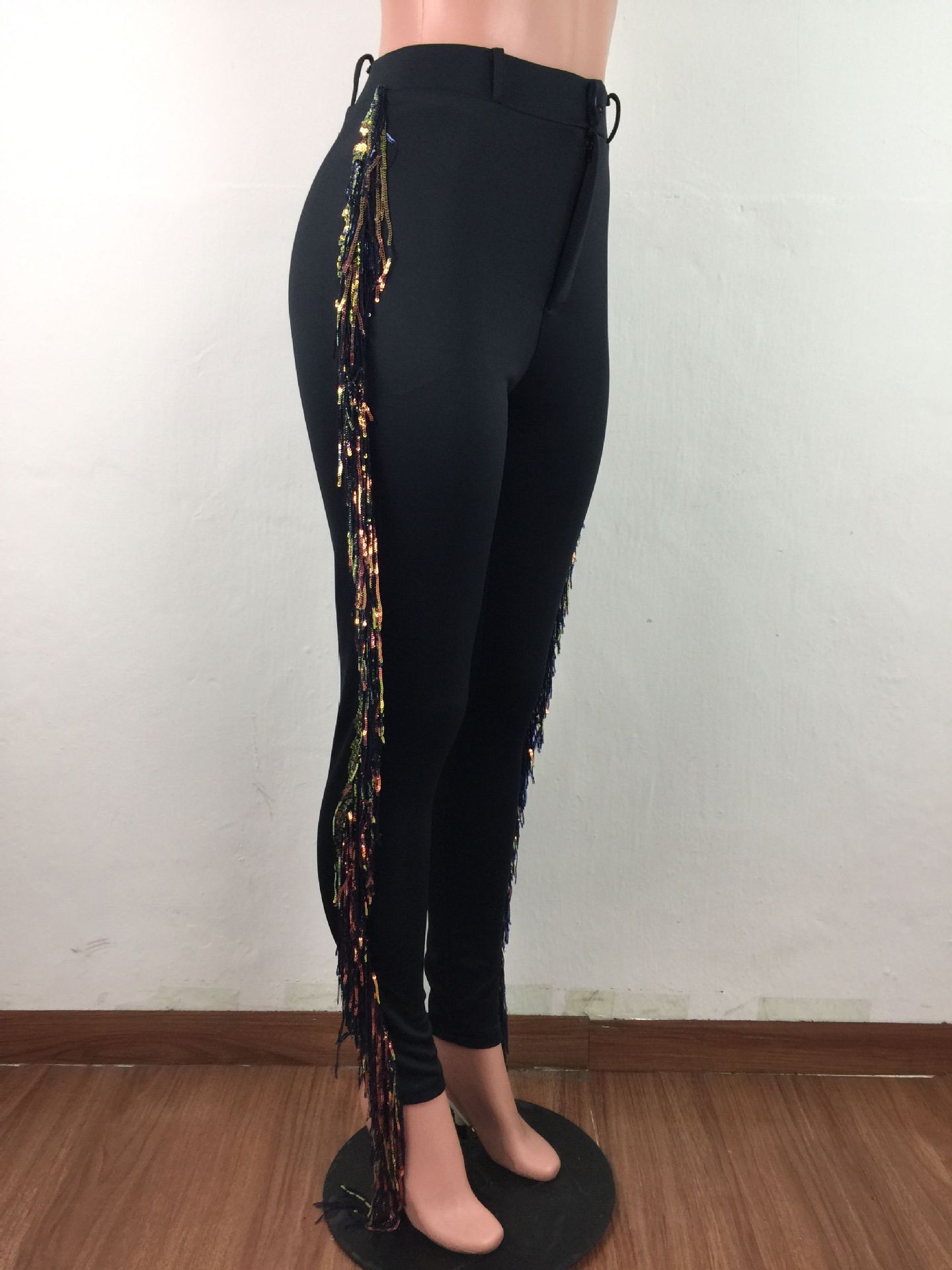 Autumn Party Fit Tassels High Waist Trousers