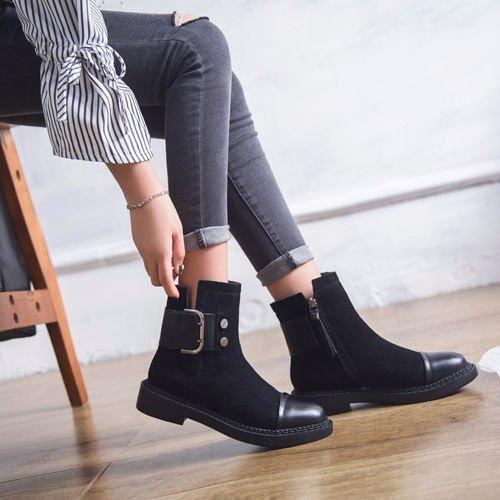 Women Chunky Heel Suede Adjustable Buckle Spring/Fall Daily Boots