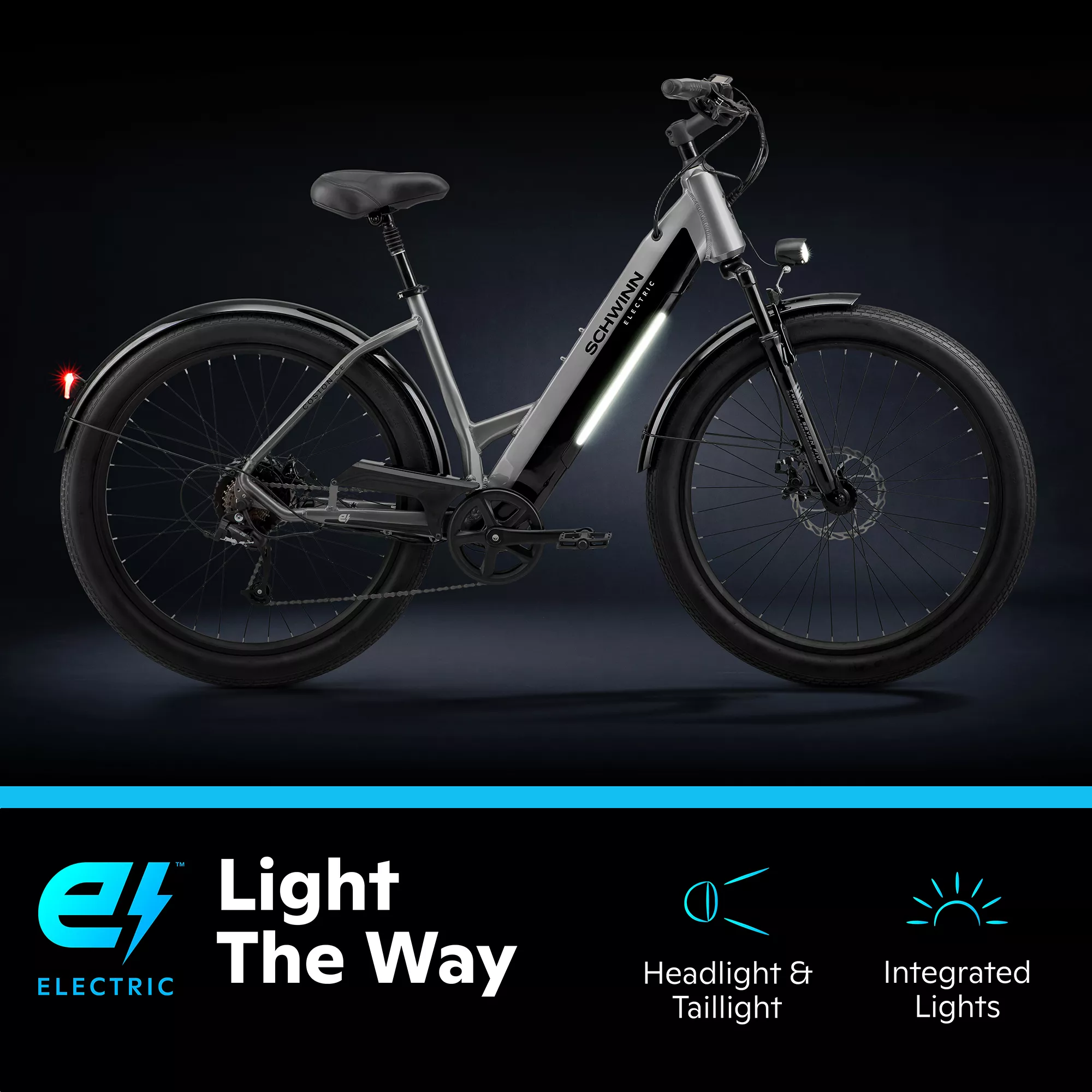 Schwinn Adult Coston 27.5” CE Step-Thru Electric Hybrid Bike