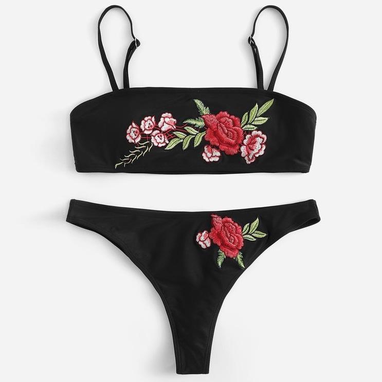 Bikini model nou, cu imprimeu și costum de baie din 2 piese cu broderie