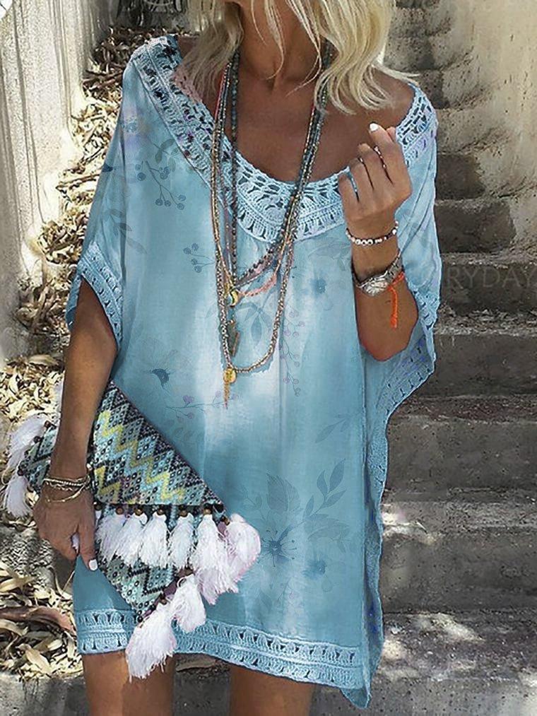 Shift Holiday Half Sleeve Cutout Casual Dresses