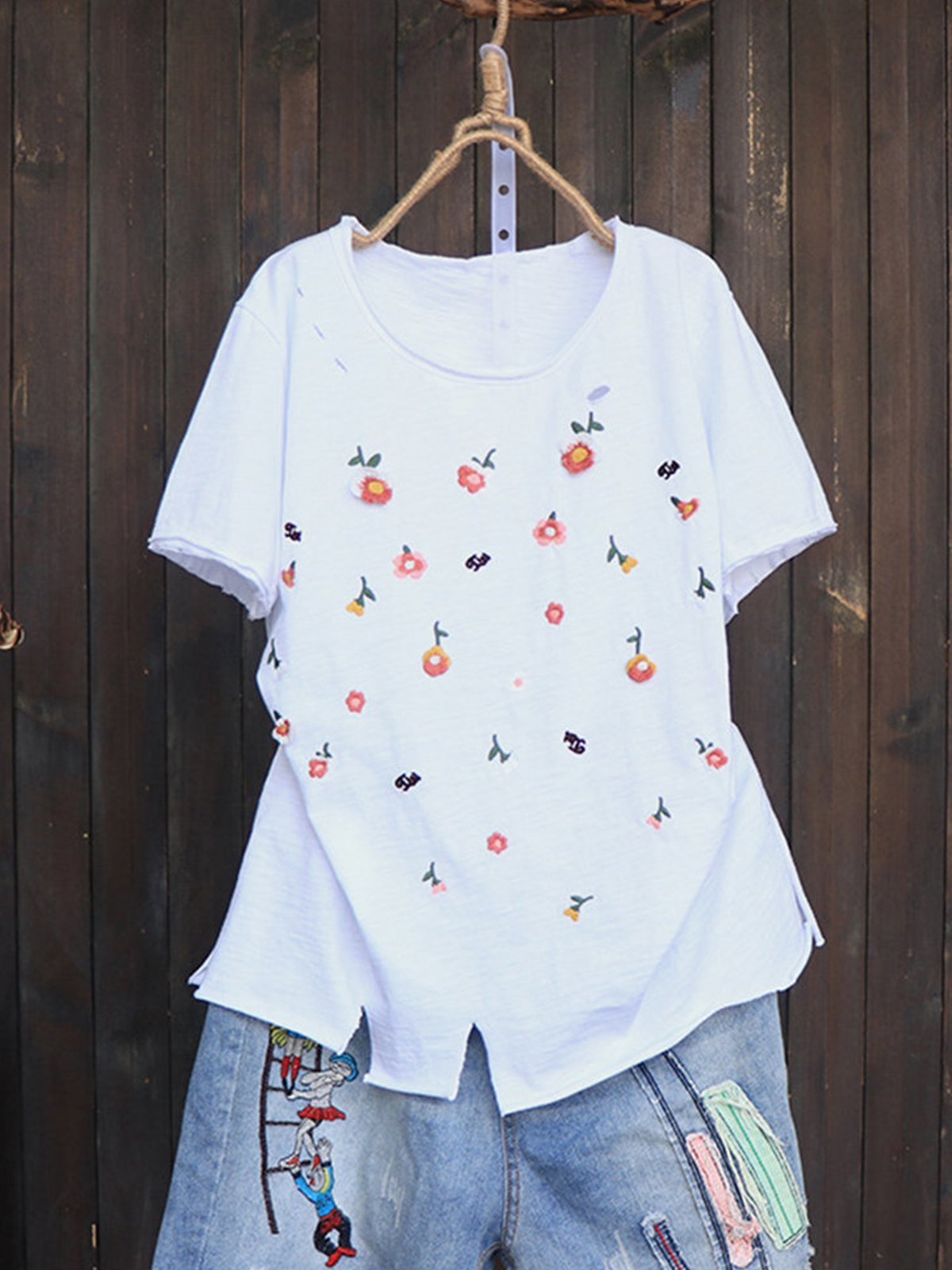 Casual Short Sleeve Round Neck Plus Size Tops