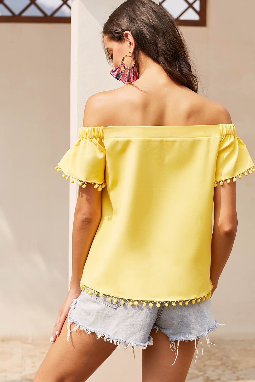 Yellow Pom Pom Blouse
