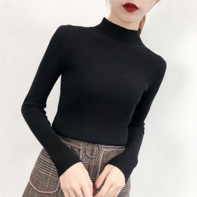 Turtleneck Pullover Chic Long Sleeve Warm Knitted Sweater