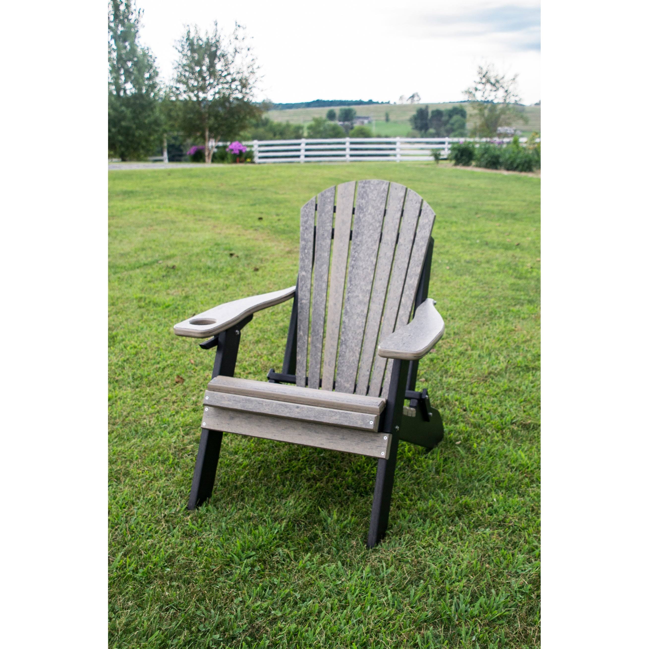 Folding Adirondack Chair - Eagle Collection - Barn Board/Black