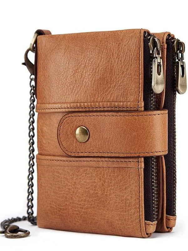 Men's Genuine Leather RFID Buckle Wallet