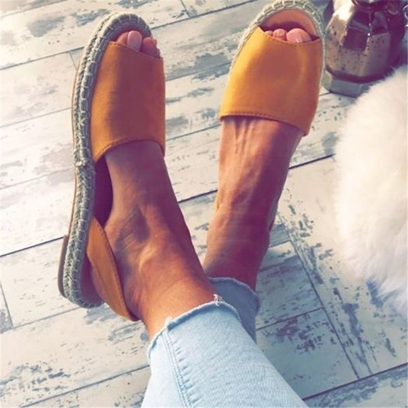 Women Summer Espadrilles Fashion Peep Toe Sandals Flat Sandals