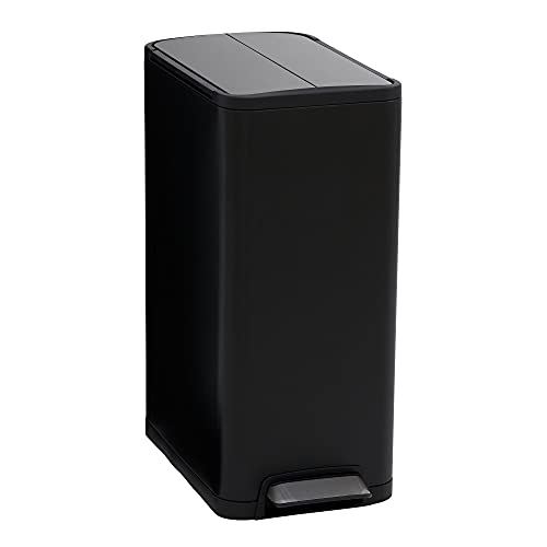 Matte Black Slim Kitchen Trash Can 30L with Butterfly Lid