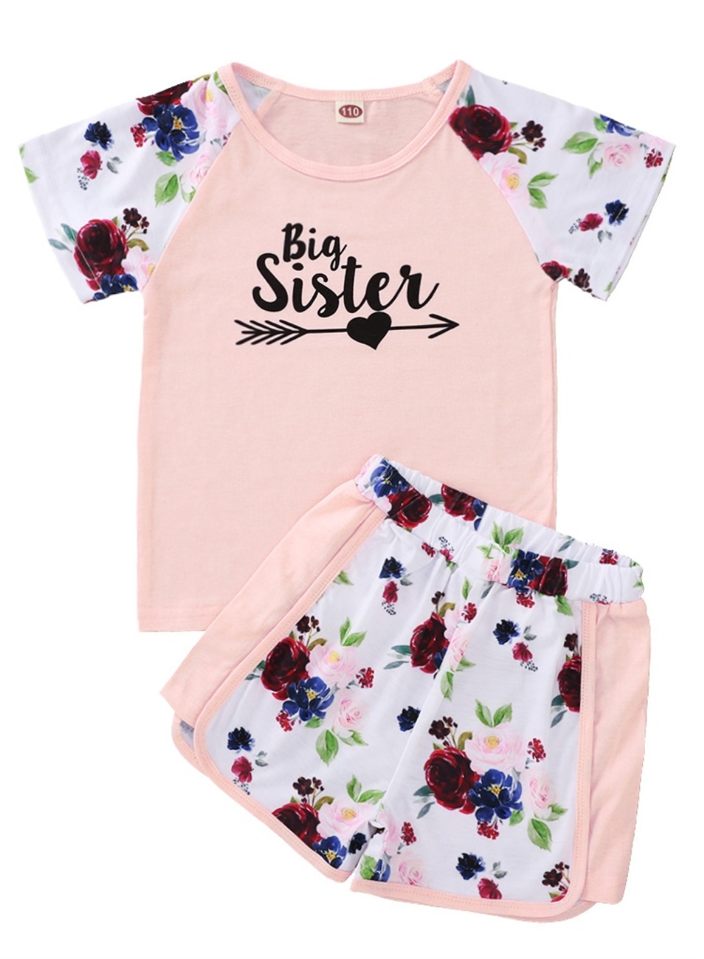 Kids Girl Summer Two Piece Floral Shorts Set