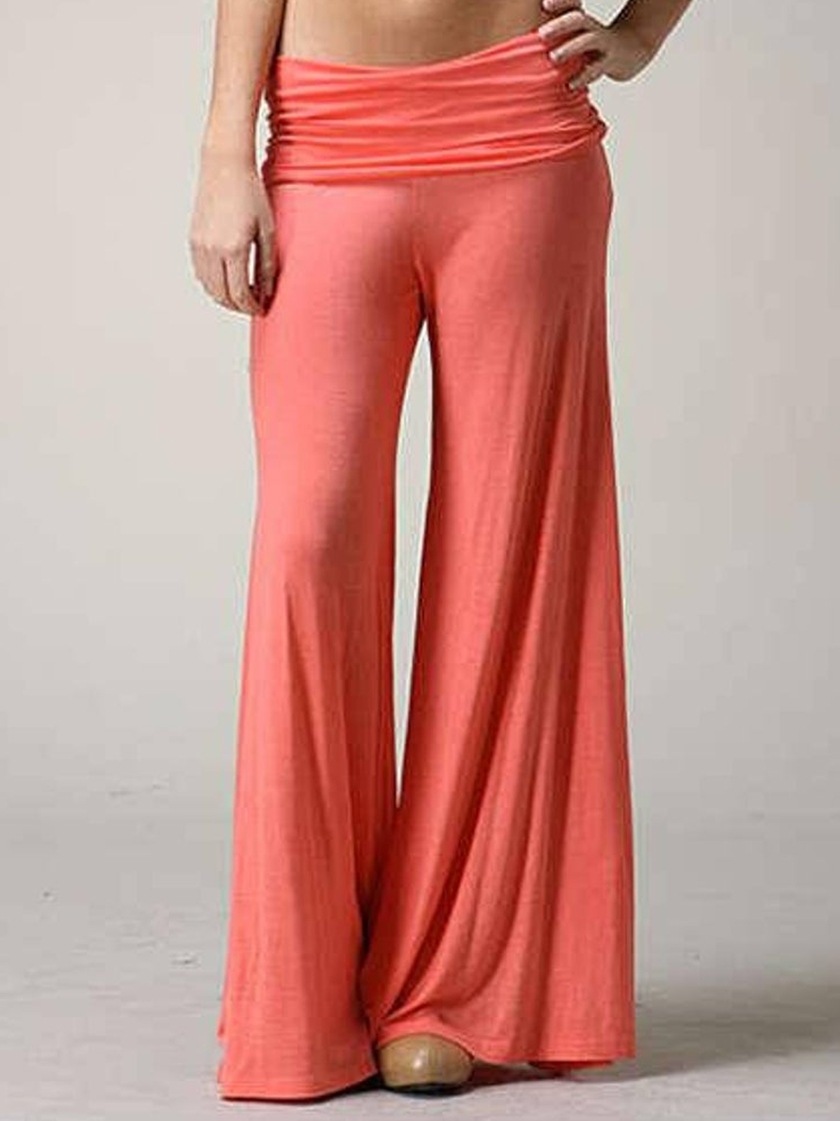 Solid Cotton-Blend Casual Pants