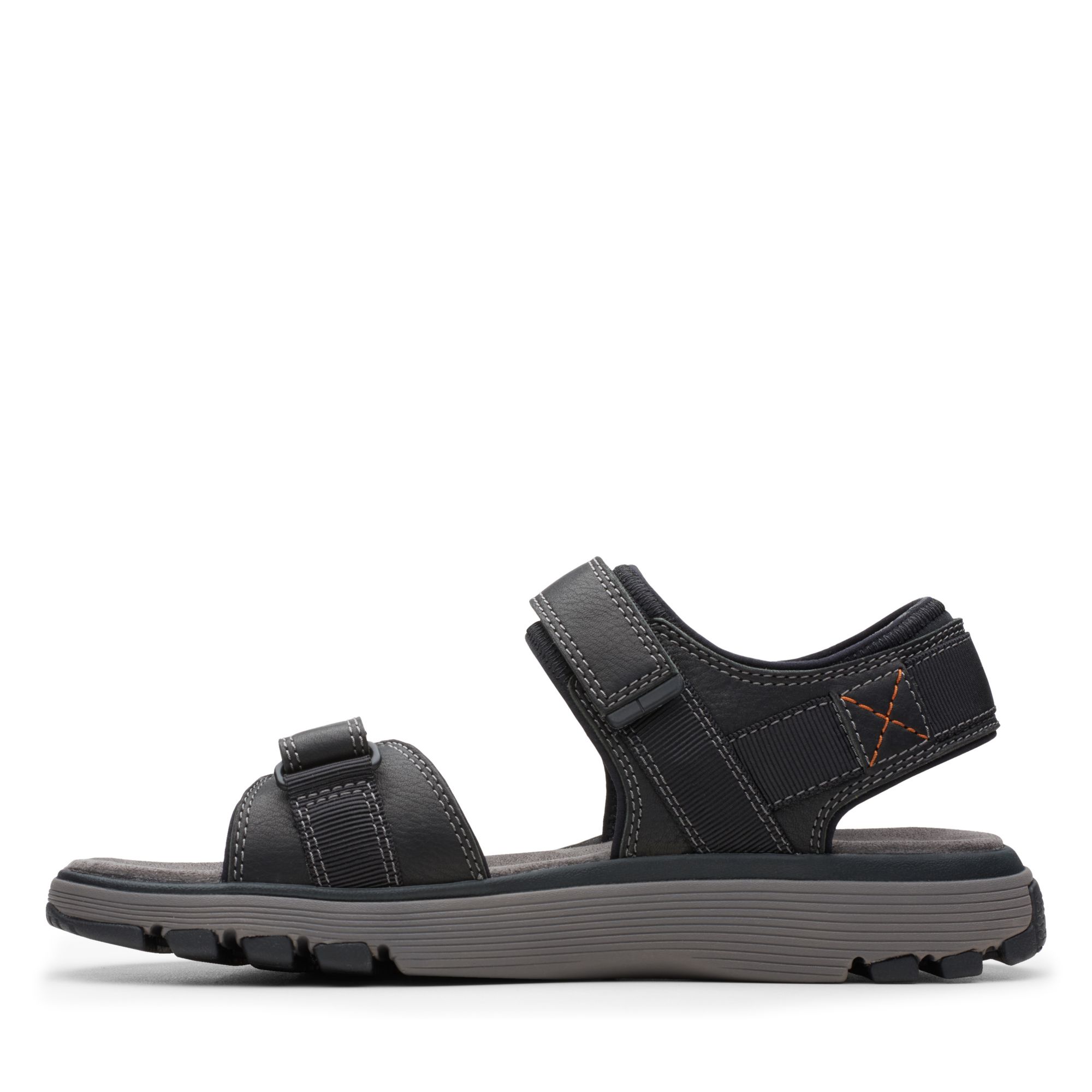 Men Sandals Un Trek Part Black Leather