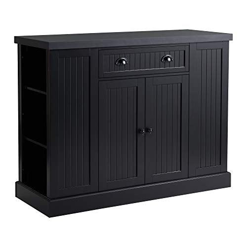Fluted-Style Wooden Kitchen Island, Storage Cabinet with Drawer for Dining Room