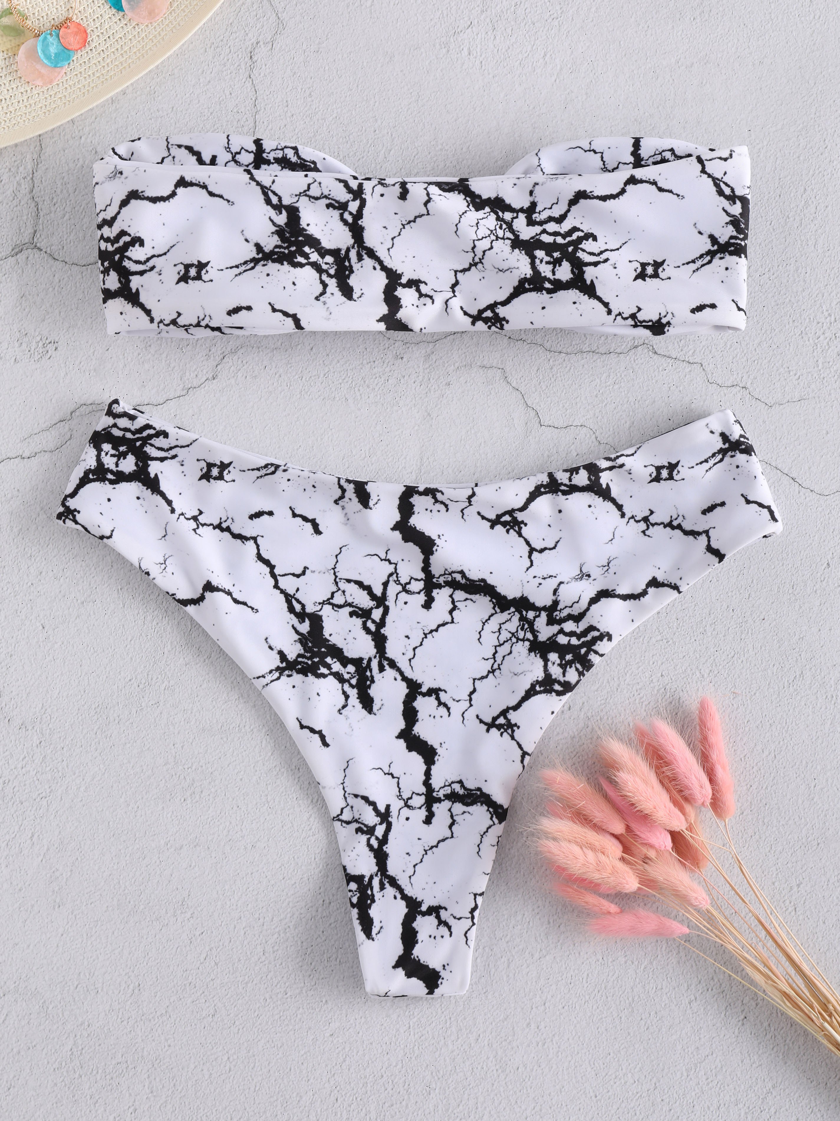 Ink Tie Dye Tie Front Bikini