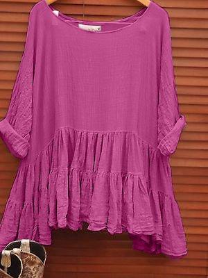 Batwing Round Neck Long sleeve Shift Blouse