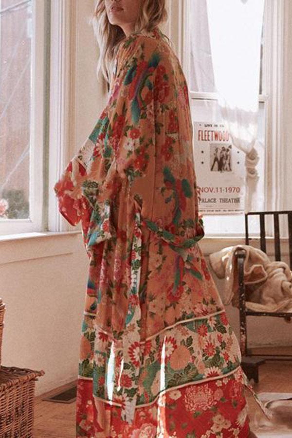 Bohemian Loose Flower Printing Cardigan Beachwear