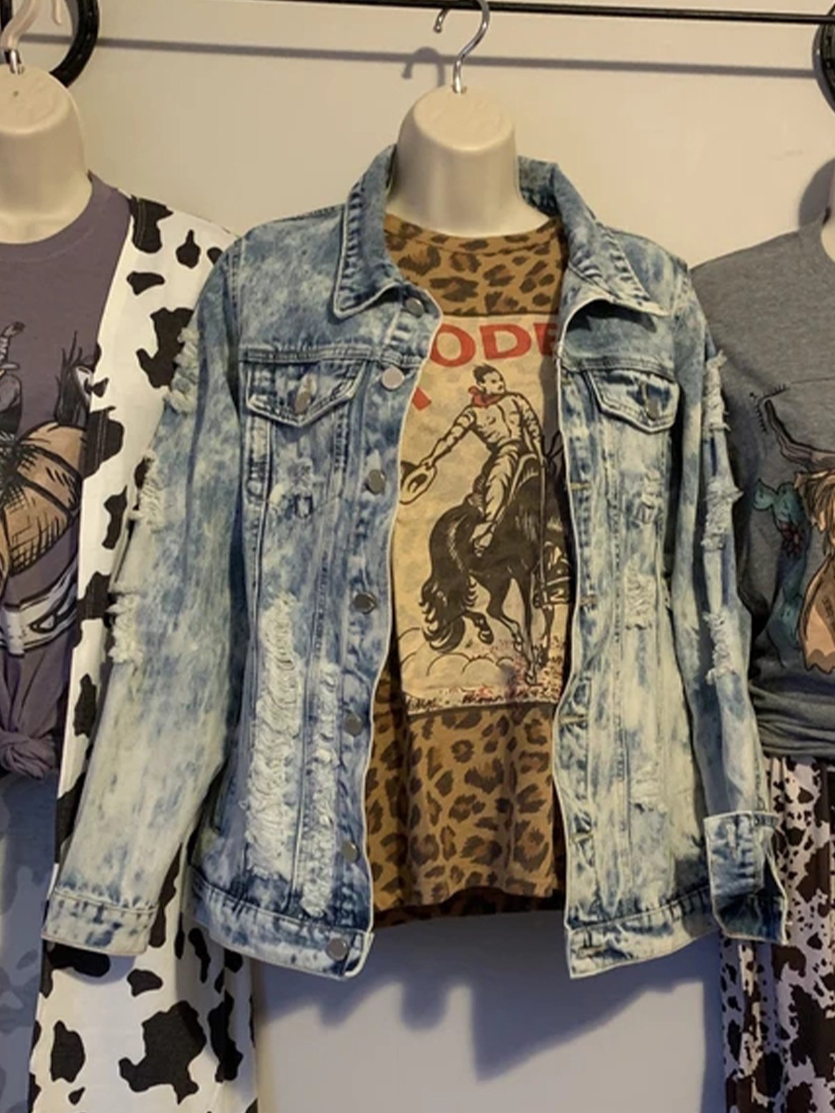 Jersey Crew Neck Short Sleeve Leopard Shirts & Tops